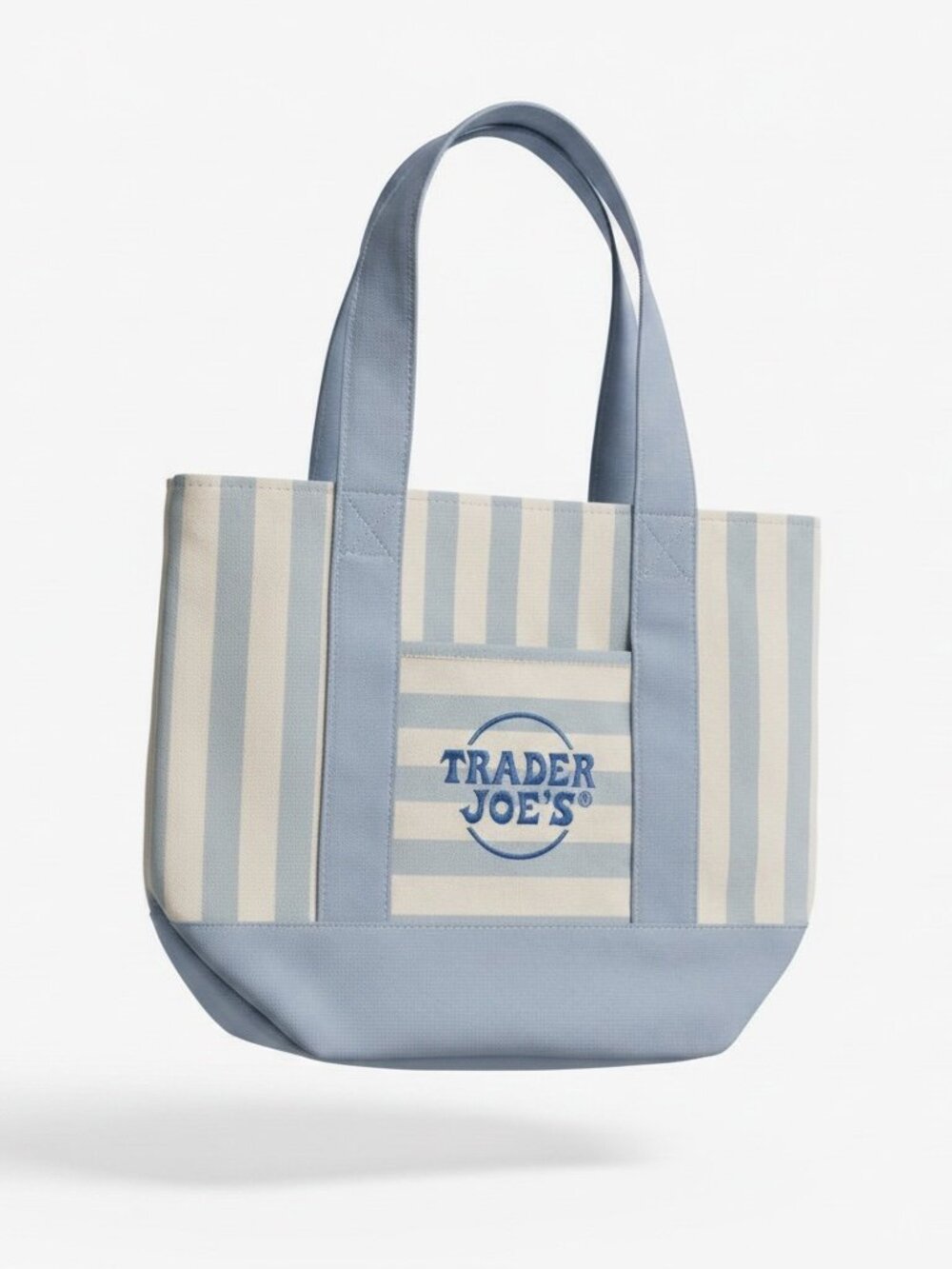 Trader Joe's Blue Stripe Mini Canvas Tote NWT Hot off the press
